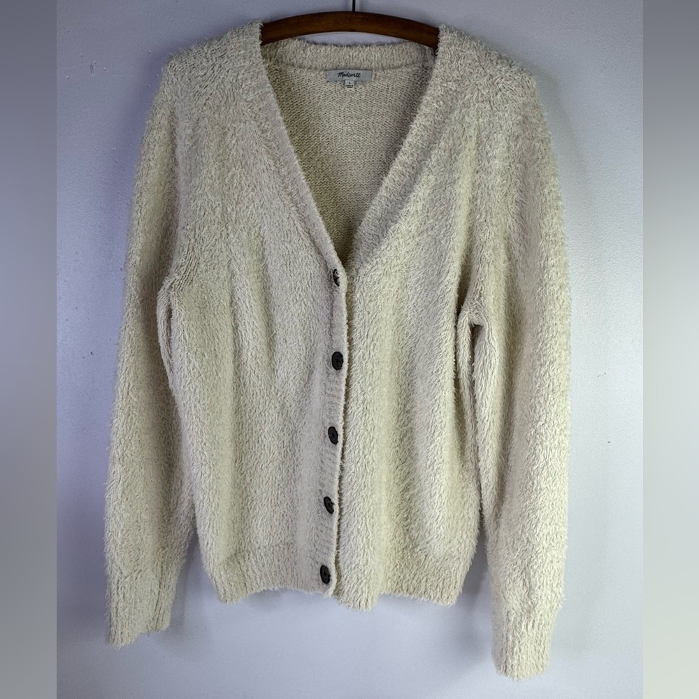 Madewell Cream Textured Knit Cardigan size large
